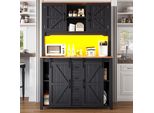 Armadi Da Cucina Sweiko (115 × 40 × 174,7 Cm), Credenze Alte Per Cucina, Credenze, Armadi Da Cucina Con Ante Scorrevoli E Illuminazione Led, Bianco/Nero