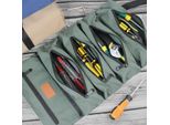 Borsa Porta Attrezzi In Tela Arrotolabile, Borsa Multiuso Arrotolabile Con 5 Tasche Con Cerniera, Borsa Per Auto E Moto, Per Riporre Chiavi, Chiavi A Bussola E Cacciaviti