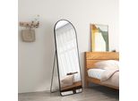 Specchio Da Tavolo Emke 160X60Cm A Figura Intera Specchio Nero Con Cornice In Alluminio Specchio Da Toilette Curvo Con Pellicola Per Finestre Antideflagrante