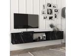 Mobile Tv 'Paltamo' 180X31X29,5 Cm In Marmo, Nero