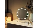 Specchio Per Il Trucco Emke Hollywood Con Specchio D'ingrandimento 7X, Specchio Per Il Trucco Rotondo Bianco 160X400X470 Mm Con Touchscreen Intelligente E 3 Colori Di Luce, 9 Luci Led Dimmer Ruotabili A 360° E Funzione Memoria