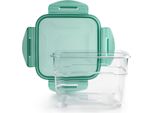 Contenitore Ermetico Per Alimenti Ibili, Plastica, Quadrato, Trasparente/Verde