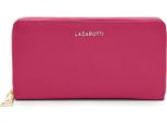 Lazarotti Pelle Portafoglio Bologna Leather Zip Around Wallet With 16 Card Slots Hot Pink Rosa