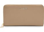 Lazarotti Pelle Portafoglio Bologna Leather Zip Around Wallet With 16 Card Slots Sand Beige