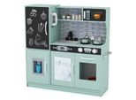 Cucina Per Bambini Costway, Cucina Da Gioco In Legno Con Accessori, Lavagna, Microonde, Gelatiera, Lavastoviglie E Forno, Cucina In Legno Per Bambini A Partire Da 3 Anni (Verde)