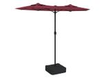 Vidaxl Ombrellone Doppio Con Luci Led Rosso Bordeaux 316X145 Cm