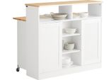 Sobuy FSB36-WN Credenza Con Ante Scorrevoli Isola Da Cucina Con Piano Di Lavoro Estensibile Credenza Da Cucina Credenza Da Soggiorno Cassettiera Bianca Wd Circa 110X97X66Cm