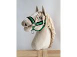 Cavezza Regolabile Per Cavallo Hobby Horse A3 Verde Con Pelliccia Nera