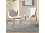 Set Di 2 Sedie Da Pranzo Abrihome, Sedia Imbottita Con Schienale E Gambe In Metallo, Sedia Da Cucina, Seduta In Velluto, Beige