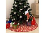 Maison Exclusive - Gonna Albero Natale Raffinata Con Calza Rosso Tessuto 90 Cm