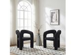 Lvhom Set Di 2 Sedie Per Sala Da Pranzo, Sedia Imbottita In Peluche Teddy, Sedia Da Cucina Con Schienale, Sedia Da Soggiorno, Nero