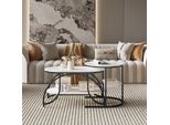 Tavolino Quadrato In Marmo Bianco Con Struttura In Metallo Nero - Design Moderno, Stabile E Versatile