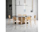 Set Di 2 Sedie Da Pranzo In Rattan Pe Beige Con Seduta Imbottita In Pu, Stile Naturale E Moderno