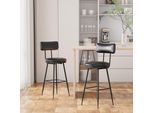 Set Di 2 Sgabelli Da Bar Fortuna Lai Con Schienale, Sgabelli Da Bar Con Pu, Sedie Da Cucina Con Poggiapiedi, Per Cucina, Soggiorno, Bar, Montaggio Facile, Nero