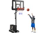 COSTWAY Basketballkorb Outdoor, Basketballständer 135/143-305 cm, Basketballkorb mit Ständer, 2 Rädern & Gewichtssack, Korbanlage Basketballanlage