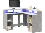 Maison Exclusive - Scrivania Con Luci Led Grigio Cemento 130X130X91 Cm Multistrato