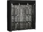 Homcom Armadio In Tessuto, Armadio Pieghevole Con Cerniera In Tessuto Non Tessuto, Armadio Con 1 Asta Appendiabiti E 10 Ripiani, Armadio Portatile Per La Camera Da Letto, Nero, 150 X 43 X 162,5 Cm