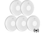 Aroha Link Rilevatore Di Fumo E Monossido Di Carbonio Interconnesso - Batteria Da 10 Anni - Allarme Antincendio & Monossido Di Carbonio Collegabile - 5 Pezzi