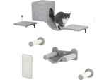 Pwahut Parete Di Arrampicata Per Gatti Set Di Parete Di Arrampicata Per Gatti Da 6 Pezzi Con Casetta Per Gatti, Amaca, Piattaforma, Tiragraffi Con Tiragraffi, Tiragraffi Da Parete In Peluche, Arredamento Per Gatti Fino A 5 Kg, Grigio