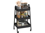 Homcom Carrello Di Servizio A 3 Livelli Carrello Da Cucina Con Freno Carrello Da Cucina Carrello Da Cucina Carrello Multiuso Per Cucina Ufficio Bagno, Nero