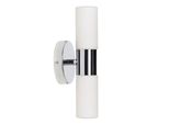 Applique Da Bagno 33 Cm, Metallo E Vetro, Cromo E Opale, 2Xe14, Grado Di Protezione IP44