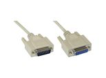 Inline® 17740U JoystickverläNgerung, 15Pol Stecker / Buchse, 2M, Vergossen, Mit UL2464