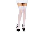 Leg Avenue - Calze Bianche Con Silicone E Pizzo