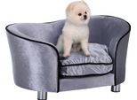 Divano Per Cani Pawhut Divano Per Animali Domestici Con Cuscino Divano Per Gatti Letto Per Cani Rialzato Divano Per Animali Domestici In Peluche Di Legno Di Abete Grigio Chiaro 69 X 49 X 38 Cm