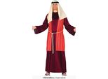 Costume Da Pastore Da Uomo - Costume Da Presepe Rosso Con Gilet A Righe E Copricapo Taglia M - Xl, Taglia:L