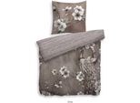 Hnl Biancheria Da Letto Reversibile In Cotone Con Pavone Floreale Chris 135X200 Cm + 80X80 Cm Taupe