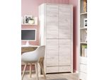 Armadio Giovanile In Rovere Bianco A 2 Ante Da 84 Cm Con Cassetti