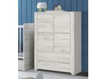 Cassettiera A 4 Ante Con Cassetti Larghezza 84 Cm Rovere Bianco