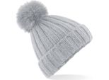 Beechfield B413 | Verbier Fur Pom Pom Chunky Beanie - Colore: Grigio Chiaro - Taglia: Unica