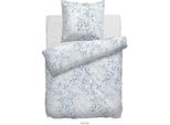 Hnl Biancheria Da Letto In Raso Randy Flowers Bianco Blu 155X220 Cm + 80X80 Cm