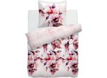 Hnl Biancheria Da Letto In Raso Fiori Rosa Natura Polly Colorati 135X200 + 80X80 Cm