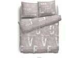 Hnl Renforcé Biancheria Da Letto Reversibile Dreams Taupe 135X200 + 80X80 Cm
