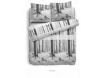 Biancheria Da Letto Hnl In Cotone Cervo Lupo Grigio Frullino 135X200 Cm + 80X80 Cm