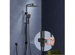 Homelody Sistema Doccia Nero Doccia A Pioggia Senza Rubinetto Con Soffione Doccia Doccia A Mano Sistema Doccia A Colonna Con Deviatore Colonna Doccia Angolare Per Bagno, Nera