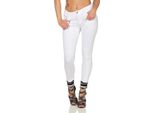 Treggings Jeggings Hipsters Stretch Slimfit Con Tasche Pantaloni; Bianco Xl