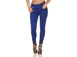 Treggings Jeggings Hipsters Stretch Slimfit Con Tasche Pantaloni; Blu S