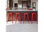 Set Di 4 Sgabelli Da Bar HWC-A73, Sgabello Da Bar, Design Industriale In Metallo Impilabile ~ Rosso