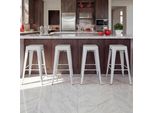 Set Di 4 Sgabelli Da Bar HWC-A73, Sgabello Da Bar, Design Industriale In Metallo Impilabile ~ Bianco