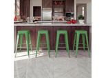 Set Di 4 Sgabelli Da Bar HWC-A73, Sgabello Da Bar, Design Industriale In Metallo Impilabile ~ Verde
