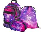 Baagl Set Zaino Scuola Ragazze 3 Pezzi, Zaino Scuola Dalla 3A Elementare, Cartella Scuola Primaria Con Fascia Toracica, Zaino Scuola Ergonomico (Skate Galaxy)