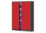 Set Di 2 Schedari Xxl C001II Armadio Per Ufficio Armadio In Metallo Ante A Battente Lamiera D'acciaio Verniciata A Polvere 185 Cm X 115 Cm X 40 Cm Colore: Antracite/Rosso