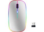 Inf Mouse Per Computer Wireless Con Led Rgb Doppia Modalità Bluetooth/Wifi D'argento