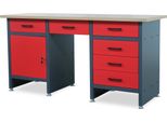 Tavolo Da Lavoro Con Piano Di Lavoro Tavolo Da Lavoro Con 6 Cassetti Armadietto Gambe Regolabili Piano Di Lavoro In Mdf Portata Fino A 500 Kg Metallo 170 Cm X 60 Cm X 85 Cm Colore: Rosso Antracite