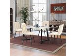 Flieks Set Da Pranzo 5 Pezzi, Tavolo Da Cucina Set Sala Da Pranzo Gruppo Di Sedute, Tavolo Da Pranzo Con 4 Sedie, Tavolo Da Pranzo Rettangolare 117X68X75Cm Con Set Di 4 Sedie Da Pranzo In Velluto, Beige