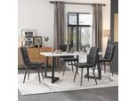 Set Da Pranzo Flieks 5 Pezzi, Tavolo Da Pranzo Con 4 Sedie, Set Di 4 Sedie Imbottite In Velluto, Tavolo Da Pranzo Rettangolare, 117 Cm, Grigio