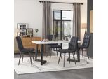 Set Da Pranzo Flieks 5 Pezzi, Tavolo Da Pranzo Con 4 Sedie, Set Di 4 Sedie Imbottite In Lino, Tavolo Da Pranzo Rettangolare, 117 Cm, Grigio